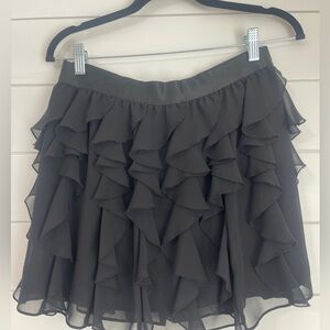 New, Express, Black Ruffle Short Skirt With Elastic Band Waist, Size Medium